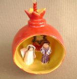 Pomegranate Ornament With Cross And Bird In A Nest (Reserved) But Taking Orders 3 small