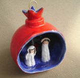 Pomegranate Ornament With Cross And Bird In A Nest (Reserved) But Taking Orders 2 small