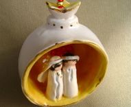 Pomegranate Ornament With Cross And Bird In A Nest (Reserved) But Taking Orders 1 small