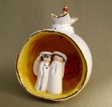 Pomegranate Ornament With Cross And Bird In A Nest (Reserved) But Taking Orders 4 small