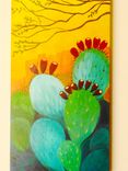 Sunrise Cactus Butte Acrylic On Canvas Painting, 1 small
