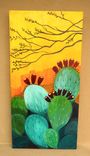 Sunrise Cactus Butte Acrylic On Canvas Painting, 3 small