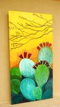Sunrise Cactus Butte Acrylic On Canvas Painting, 4 small