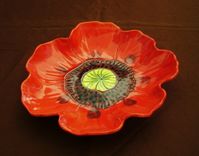 Red Poppy Serving Dish, Fruit Bowl, Handmade Pottery 1 small