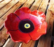 Red Poppy Serving Dish, Fruit Bowl, Handmade Pottery 4 small
