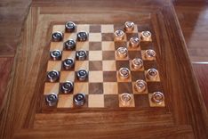 Chess Table And Benches W/  Chessmen And Checkers 3 small
