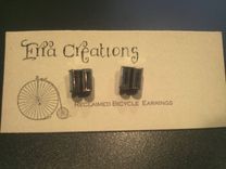 Bicycle Jewelry, Bicycle Accessory, Bike Chain Pin Earring Posts Reclaimed Materials 1 small