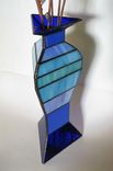 Pussy Willows In Modern Blue Vase - Stained Glass, And Flame Worked 3d Glass Sculpture 3 small