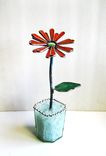 Gerbera Daisy In Bright Orange - Stained Glass 1 small