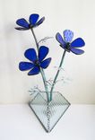 Anemone In Cobalt Blue Stained Glass Industrial Flower Sculpture 2 small