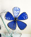 Anemone In Cobalt Blue Stained Glass Industrial Flower Sculpture 3 small