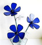 Anemone In Cobalt Blue Stained Glass Industrial Flower Sculpture 4 small