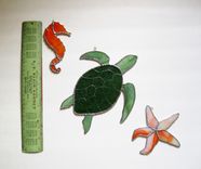 Sea Turtle, Sea Horse, Star Fish - Stained Glass Set Of Three Sun Catchers 5 small