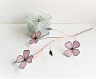 Dogwood In Palest Pink Stained Glass-Industrial Flower Sculpture 3 small