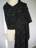 Hand Woven Shawl - Black/Tan/Grey Ribbon 1 small