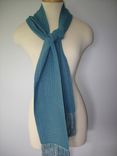 Hand Woven Grey Blue Silk/Tencel Scarf 5 small