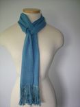 Hand Woven Azure Blue Silk/Bamboo Scarf 1 small
