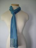 Hand Woven Azure Blue Silk/Bamboo Scarf 3 small