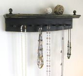 Necklace Rack - Rich, Beautifully Aged Jet Black Necklace Organizer, Necklace Hanger, Display Rack 3 small