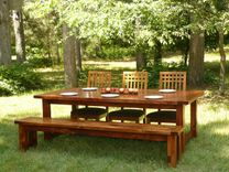 White Pine Farmhouse Style Dining Table And Bench 2 small