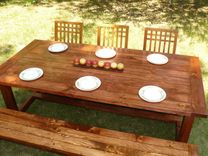 White Pine Farmhouse Style Dining Table And Bench 3 small