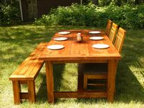 White Pine Farmhouse Style Dining Table And Bench 4 small