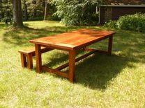 White Pine Farmhouse Style Dining Table And Bench 5 small