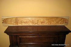 Carved Fireplace Mantel Insert With Wolf 1 small
