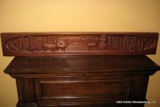 Carved Fireplace Mantel Insert With Deer 2 small