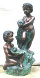2 Boys-W-Vase- Standing on Rock -Bronze Fountain / Life Size Bronzes - Custom Bronze Statues & Sculptures - Lost Wax Casting 2 small