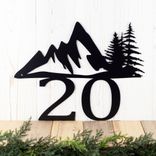 Metal House Number Sign with Mountains and Pine Trees 1 small