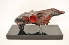 Painted Elk Skull- Custom Sculpture And Art 5 small