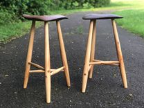 Wharton Esherick Style Wood Counter Stools 3 small