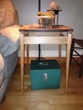 Reclaimed Pine End Table With Quilted Mahogany Top 1 small