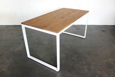Coffee And Waxed Reclaimed White Pine Top With White Steel Legs 3 small