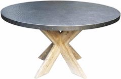 Hayward Zinc Top Round Dining Table With X Base (Floor Model) 1 small