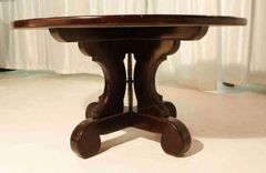 Lourdes Trestle Round Dining Table Built In Reclaimed Wood 2 small
