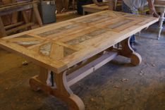 Custom Trestle Dining Table - Can Add Leaf Extensions Built In Reclaimed Wood 1 small