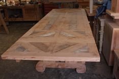 Custom Trestle Dining Table - Can Add Leaf Extensions Built In Reclaimed Wood 2 small