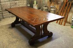 Custom Trestle Dining Table - Can Add Leaf Extensions Built In Reclaimed Wood 3 small