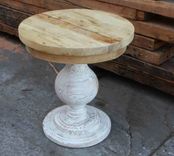 Round End Table Built In Reclaimed Lumber 1 small