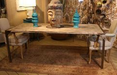 Urban Dining Table-Reclaimed Wood Top-Distressed Metal Legs 2 small