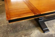 Custom Mahogany Wood Trestle Dining Table With 2 Leaves 2 small