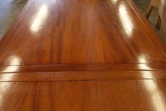 Custom Mahogany Wood Trestle Dining Table With 2 Leaves 3 small