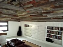 Custom Built-In Bookcases And Old Barn Wood Ceiling 3 small