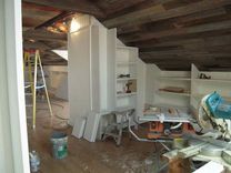 Custom Built-In Bookcases And Old Barn Wood Ceiling 5 small