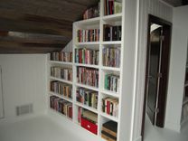 Custom Built-In Bookcases And Old Barn Wood Ceiling 7 small