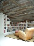 Custom Built-In Bookcases And Old Barn Wood Ceiling 8 small