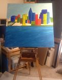 Urban City Skyline Original Painting 2 small