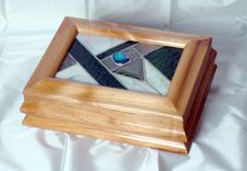 Sculpted Alder & Stained Glass Keepsake/Jewelry Box 1 small